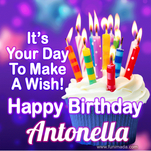 gif auguri buon compleanno happy birthday Antonella torta candeline