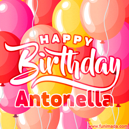 gif auguri buon compleanno happy birthday Antonella palloncini