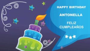 immagini cartoline auguri buon compleanno happy birthday Antonella torta
