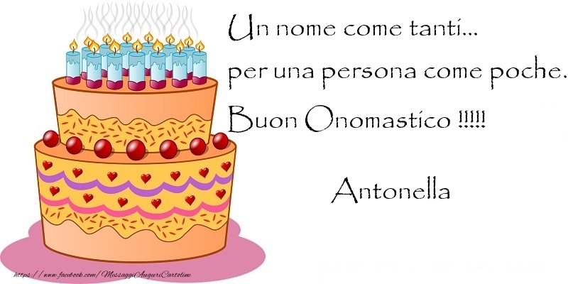 immagini cartoline auguri buon onomastico Antonella torta candeline