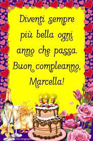 immagini cartoline buon compleanno Marcella fiori rose torta candeline