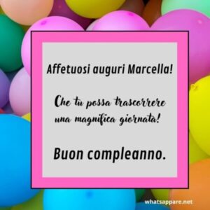 immagini cartoline buon compleanno Marcella festa palloncini