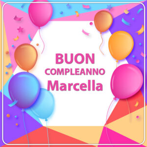 immagini cartoline buon compleanno Marcella festa palloncini