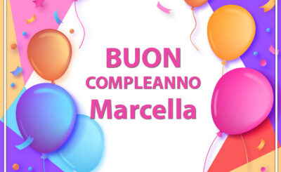 immagini cartoline buon compleanno Marcella festa palloncini