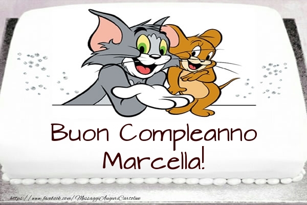 immagini cartoline buon compleanno happy birthday Marcella torta Tom Jerry
