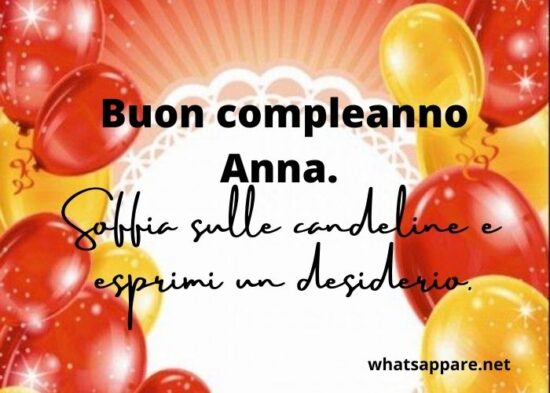 immagini cartoline auguri buon compleanno Anna festa palloncini
