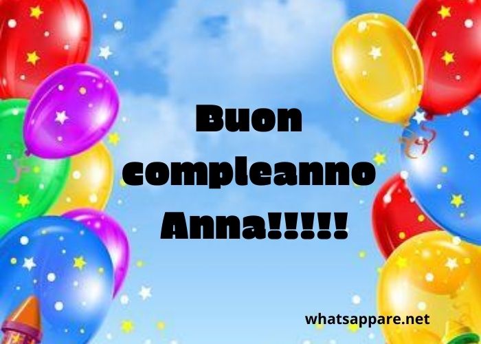 immagini cartoline auguri buon compleanno Anna festa palloncini