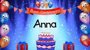 immagini cartoline auguri buon compleanno Anna festa palloncini