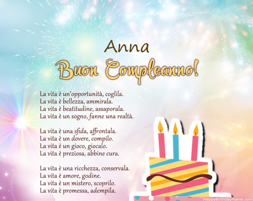 immagini cartoline buon compleanno Anna torta candeline