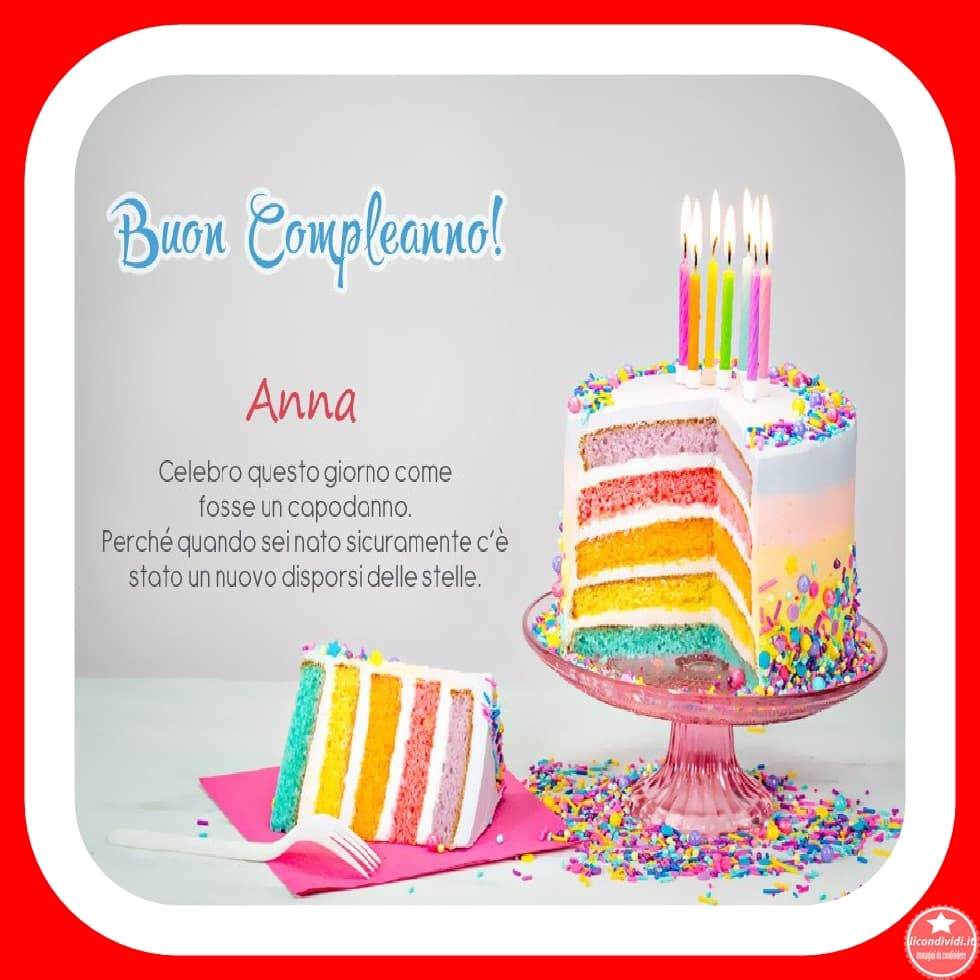 immagini cartoline buon compleanno Anna torta candeline