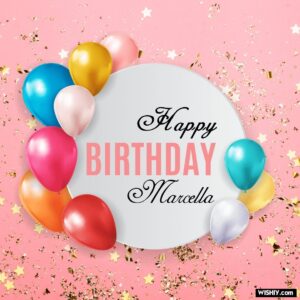 immagini cartoline buon compleanno happy birthday Marcella festa palloncini