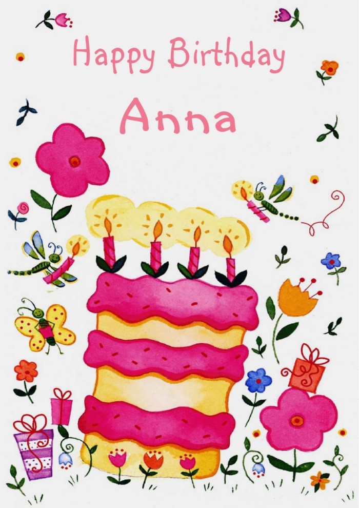 immagini cartoline happy birthday buon compleanno Anna torta candeline