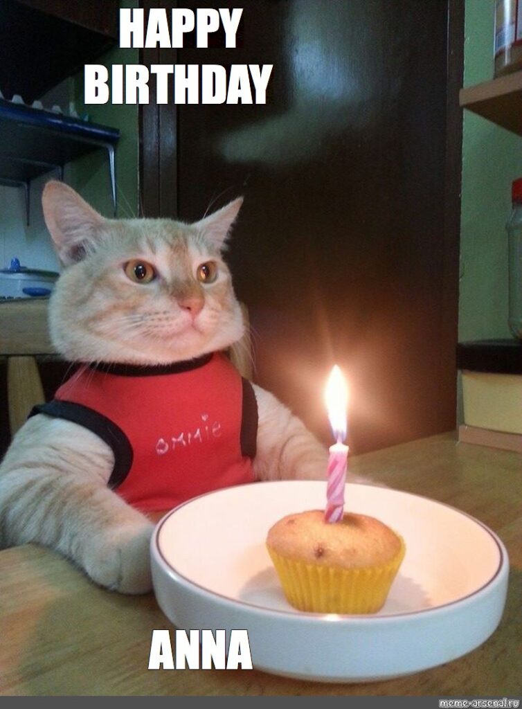 immagini cartoline happy birthday buon compleanno Anna gatto
