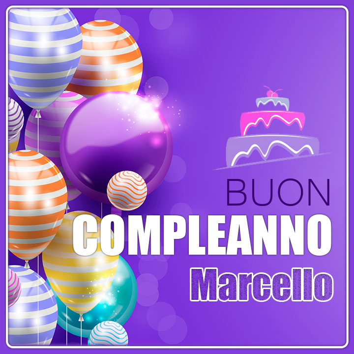 immagini cartoline buon compleanno Marcello palloncini