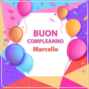 immagini cartoline buon compleanno Marcello palloncini