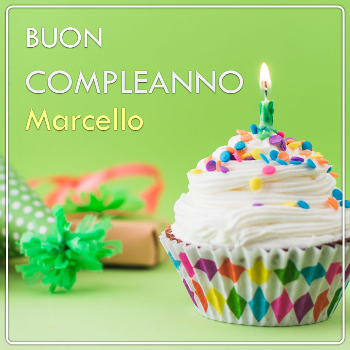 immagini cartoline buon compleanno Marcello torta candelina
