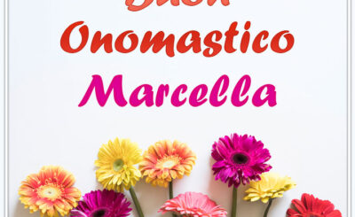 immagini cartoline buon onomastico Marcella fiori gerbere