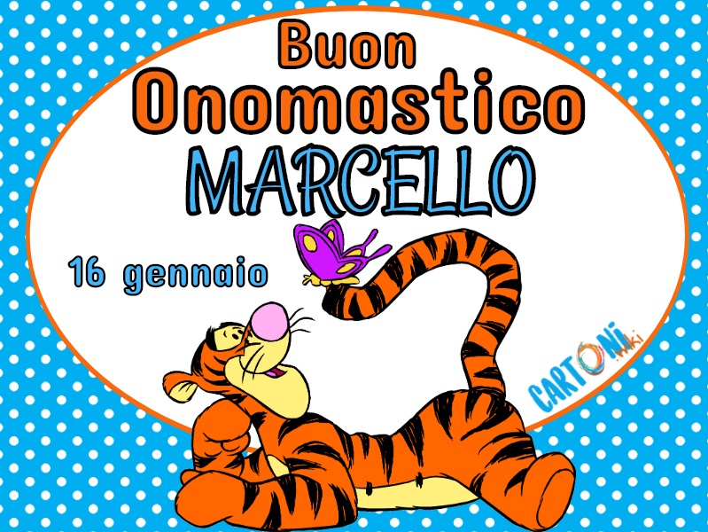 immagini cartoline buon onomastico Marcello tigre bambini