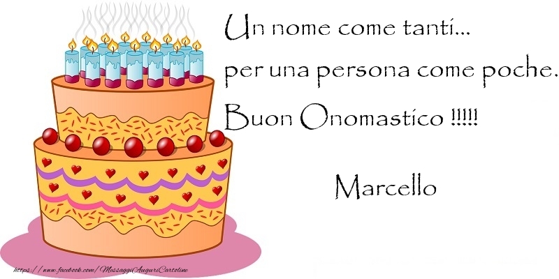 immagini cartoline buon onomastico Marcello torta candeline