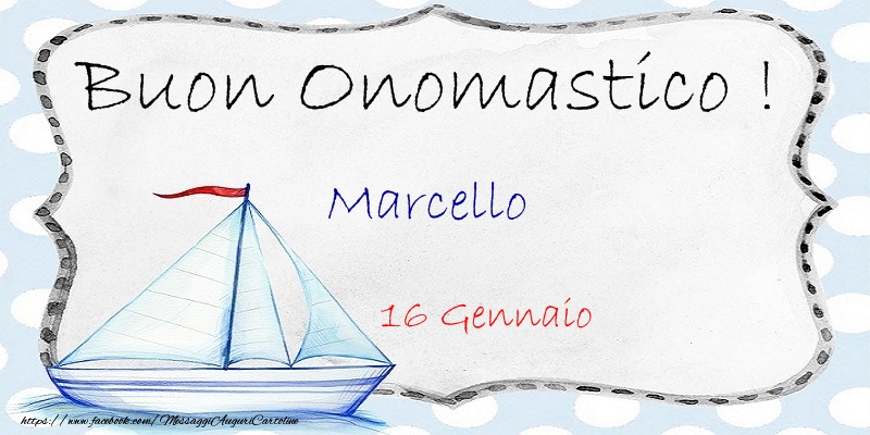 immagini cartoline buon onomastico Marcello barca a vela
