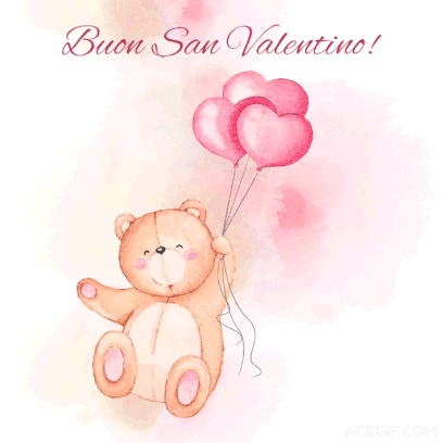 gif auguri buon san Valentino cuori innamorati orsetto