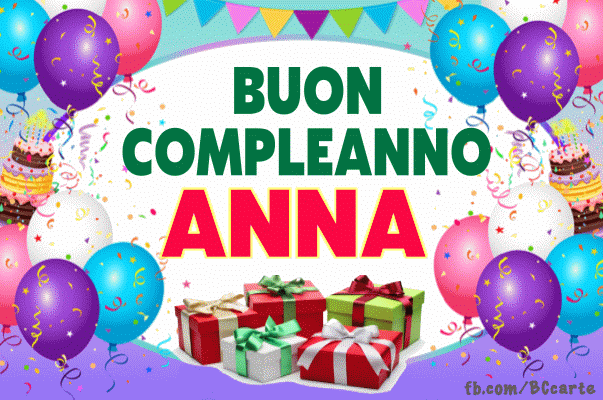 gif happy birthday buon compleanno Anna festa palloncini