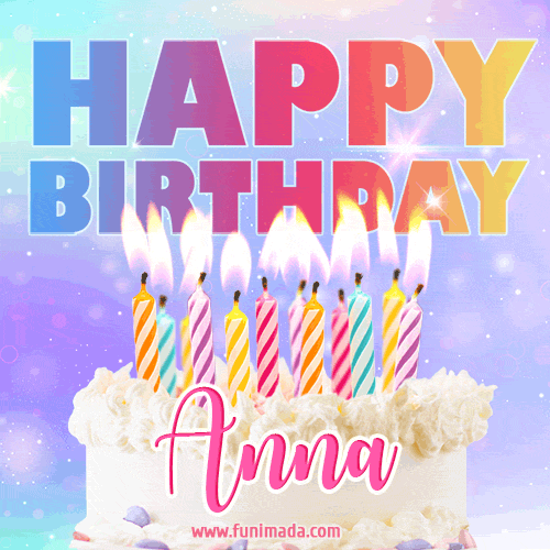 gif happy birthday buon compleanno Anna torta candeline