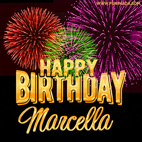 gif buon compleanno happy birthday Marcella festa fuochi d'artificio