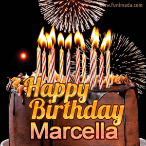 gif buon compleanno happy birthday Marcella torta cioccolato candeline