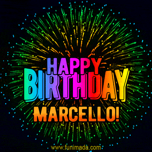 gif buon compleanno happy birthday Marcello fuochi d'artificio