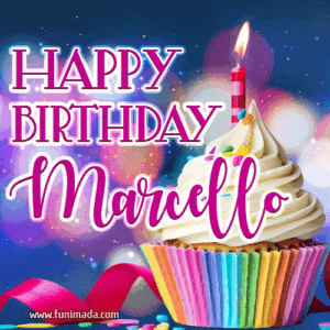 gif buon compleanno happy birthday Marcello candelina cupcake