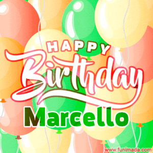 gif buon compleanno happy birthday Marcello palloncini