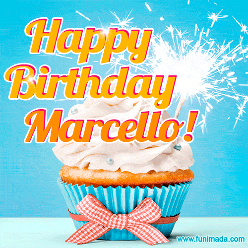 gif buon compleanno happy birthday Marcello cupcake stella filante