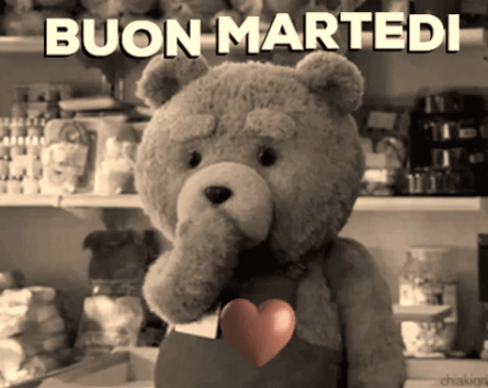 gif buon martedì con il cuore Teddy bear