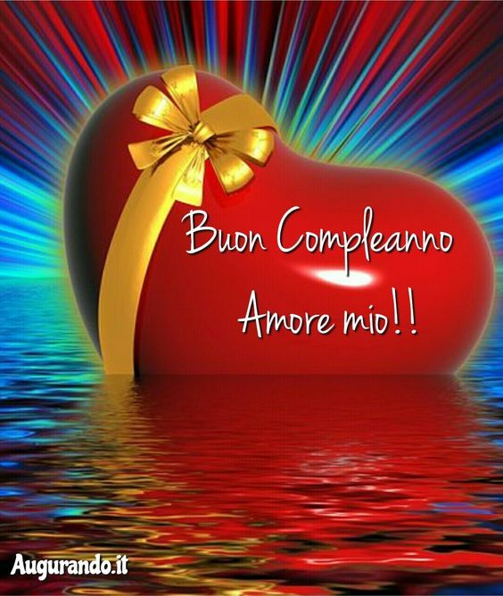 immagini auguri di buon compleanno amore mio cuore con fiocco