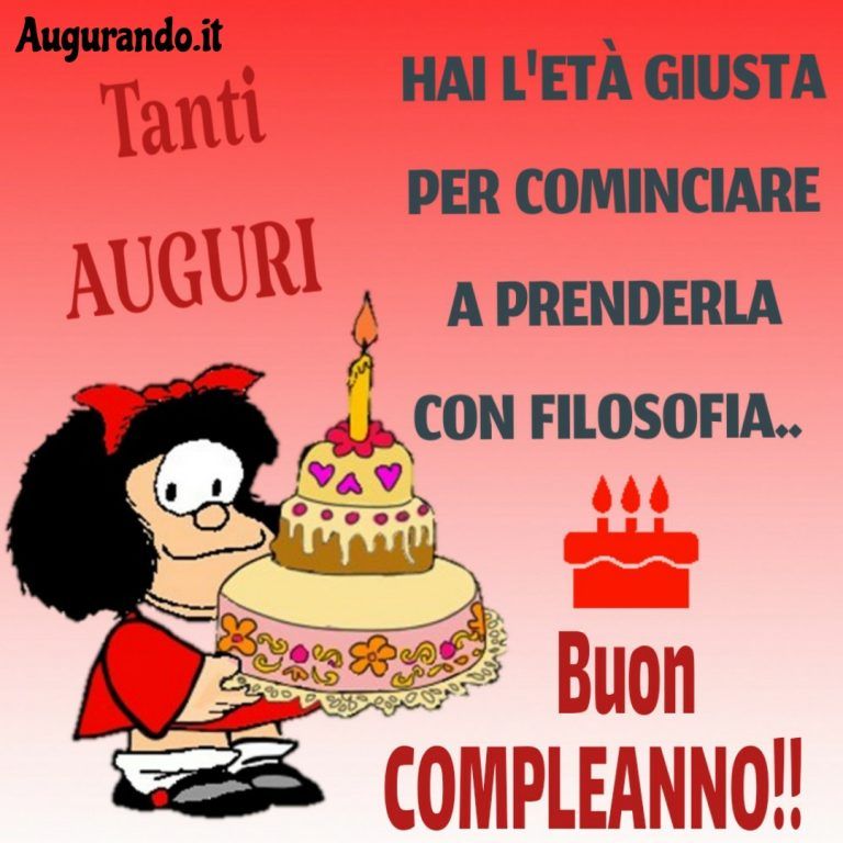 immagini cartoline auguri divertenti buon compleanno torta Mafalda
