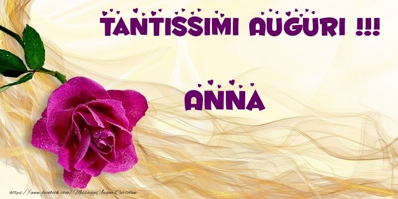 immagini cartoline tanti auguri Anna fiori rosa