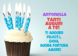 immagini cartoline tanti auguri Antonella torta candeline