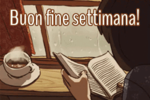 gif buon weekend buon fine settimana caffè e libro