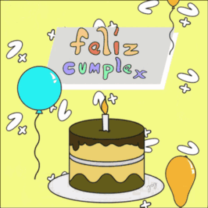 gif chistosos de feliz cumpleaños torta vela globos
