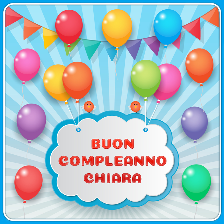 immagini cartoline buon compleanno Chiara palloncini