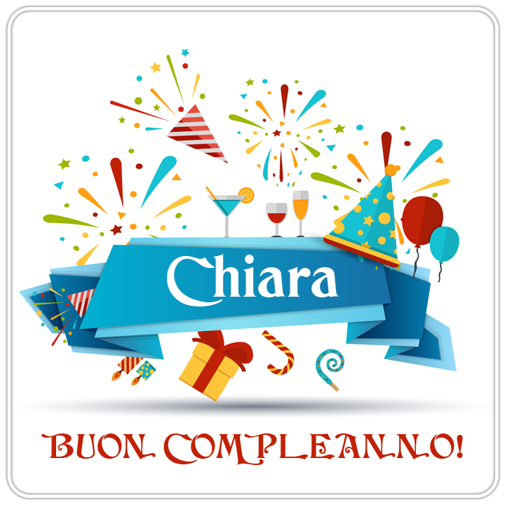 immagini cartoline buon compleanno Chiara festa e palloncini