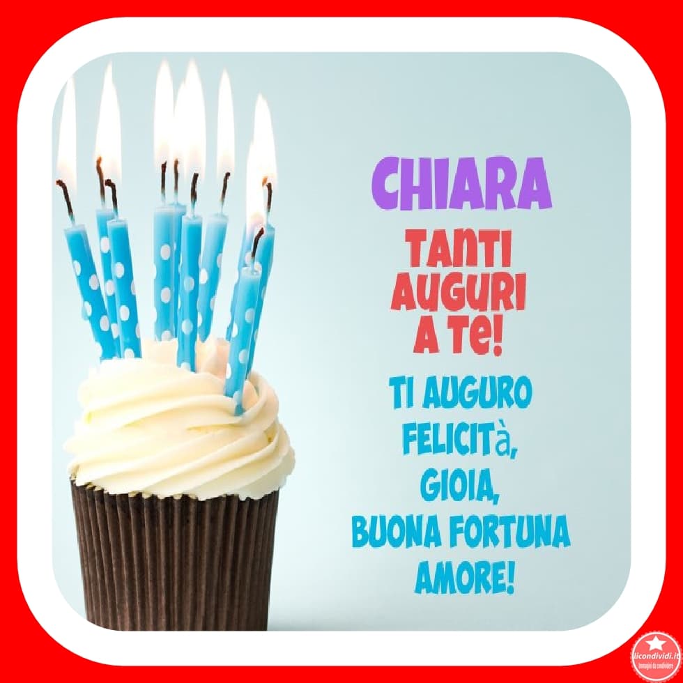immagini cartoline buon compleanno Chiara torta e candeline
