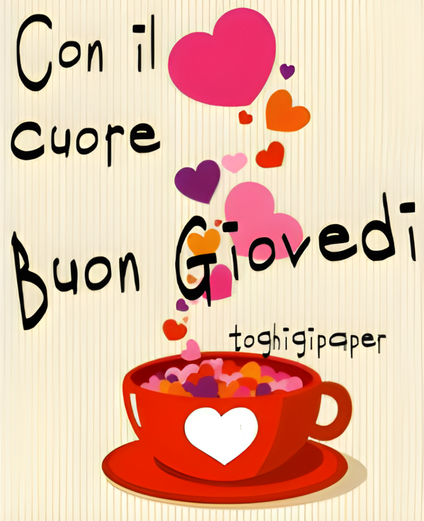 immagini buon giovedì con il cuore e caffè