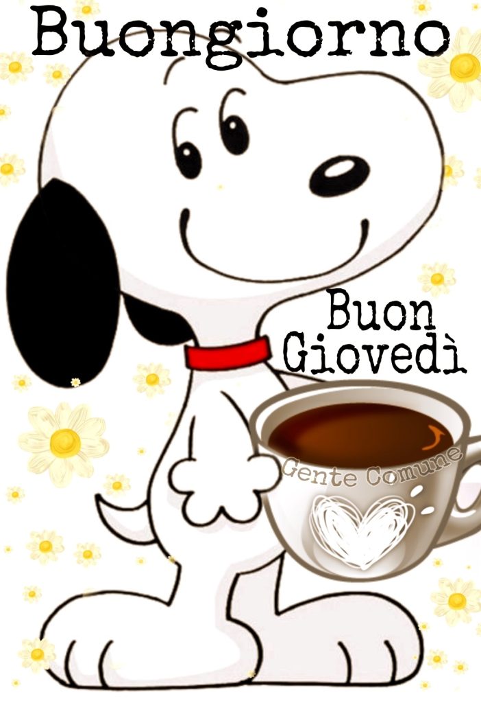 immagini buon giovedì con Snoopy e caffè