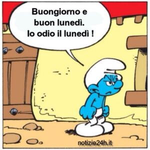 immagini divertenti buon lunedì puffo brontolone