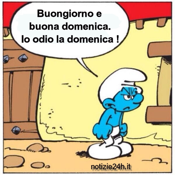 immagini divertenti buongiorno buona domenica puffo brontolone