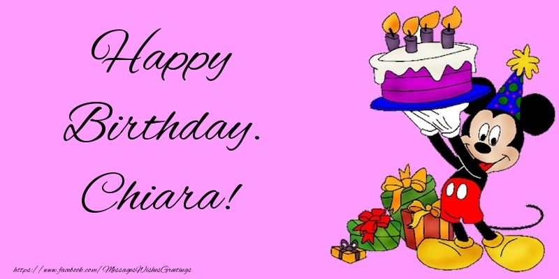 immagini cartoline buon compleanno happy birthday Chiara Topolino con torta