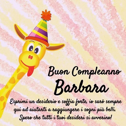 immagini cartoline buon compleanno happy birthday auguri Barbara per bambina festa giraffa animali