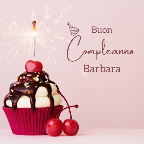 immagini cartoline buon compleanno happy birthday auguri Barbara torta ciliegie